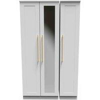 Welcome Furniture Ready Assembled Haworth Tall Triple Mirror Wardrobe In White Ash, White
