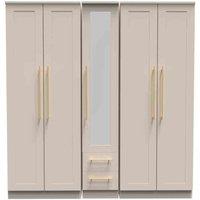 Welcome Furniture Ready Assembled Haworth Tall 5 Door 2 Drawer 1 Mirror Wardrobe In Kashmir Matt, Cream