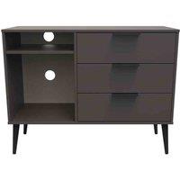 Welcome Furniture Ready Assembled Hong Kong B 3 Drawer Tv Unit In Graphite, Grey