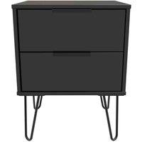 Welcome Furniture Ready Assembled Hong Kong C 2 Drawer Bedside Cabinet In Black Matt, Black