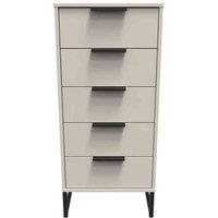 Welcome Furniture Ready Assembled Hong Kong G 5 Drawer Tallboy In Kashmir Matt, Cream