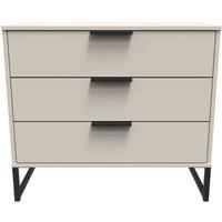 Welcome Furniture Ready Assembled Hong Kong G 3 Drawer Chest In Kashmir Matt, Cream