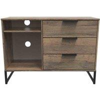 Welcome Furniture Ready Assembled Hong Kong G 3 Drawer Tv Unit In Vintage Oak, Brown