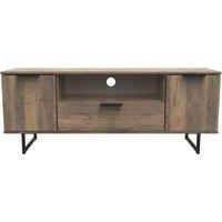 Welcome Furniture Ready Assembled Hong Kong G 2 Door 1 Drawer Wide Tv Unit In Vintage Oak, Brown