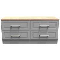 Welcome Furniture Ready Assembled Kent 4 Drawer Bed Box In Dusk Grey & Oak, Grey