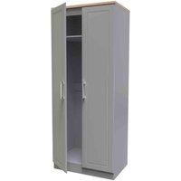 Welcome Furniture Ready Assembled Kent 2 Door Wardrobe In Dusk Grey & Oak, Grey