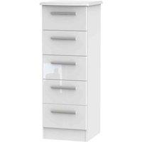 Welcome Furniture Ready Assembled Knightsbridge 5 Drawer Tallboy - White, White