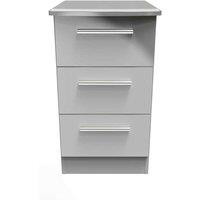 Welcome Furniture Ready Assembled Knightsbridge 3 Drawer Bedside Cabinet In Grey Gloss, Grey