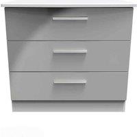 Welcome Furniture Ready Assembled Knightsbridge 3 Drawer Chest In Grey Gloss, Grey