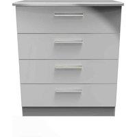 Welcome Furniture Ready Assembled Knightsbridge 4 Drawer Chest In Grey Gloss, Grey