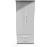 Welcome Furniture Ready Assembled Knightsbridge 2 Door 2 Drawer Wardrobe In Grey Gloss, Grey