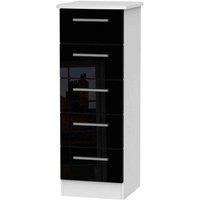 Welcome Furniture Ready Assembled Knightsbridge 5 Drawer Tallboy In Black Gloss & White, Black