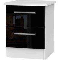 Welcome Furniture Ready Assembled Knightsbridge 2 Drawer Bedside Cabinet In Black Gloss & White, Black