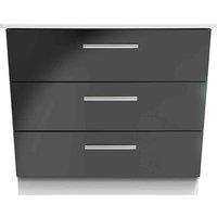 Welcome Furniture Ready Assembled Knightsbridge 3 Drawer Chest In Black Gloss & White, Black