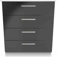 Welcome Furniture Ready Assembled Knightsbridge 4 Drawer Chest In Black Gloss & White, Black