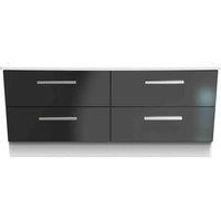 Welcome Furniture Ready Assembled Knightsbridge 4 Drawer Bed Box In Black Gloss & White, Black