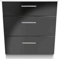 Welcome Furniture Ready Assembled Knightsbridge 3 Drawer Deep Chest In Black Gloss & White, Black