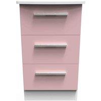 Welcome Furniture Ready Assembled Knightsbridge 3 Drawer Bedside Cabinet In Kobe Pink & White, Pink