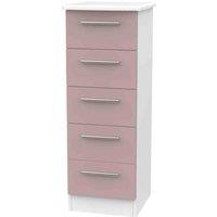 Welcome Furniture Ready Assembled Knightsbridge 5 Drawer Tallboy In Kobe Pink & White, Pink