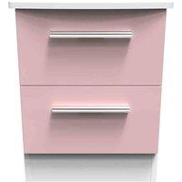 Welcome Furniture Ready Assembled Knightsbridge 2 Drawer Bedside Cabinet In Kobe Pink & White, Pink