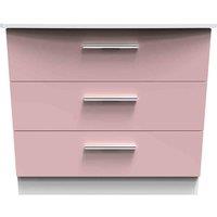 Welcome Furniture Ready Assembled Knightsbridge 3 Drawer Chest In Kobe Pink & White, Pink