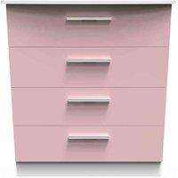 Welcome Furniture Ready Assembled Knightsbridge 4 Drawer Chest In Kobe Pink & White, Pink