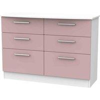 Welcome Furniture Ready Assembled Knightsbridge 6 Drawer Wide Chest In Kobe Pink & White, Pink