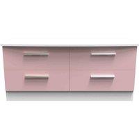 Welcome Furniture Ready Assembled Knightsbridge 4 Drawer Bed Box In Kobe Pink & White, Pink