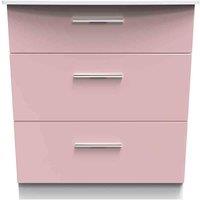 Welcome Furniture Ready Assembled Knightsbridge 3 Drawer Deep Chest In Kobe Pink & White, Pink