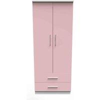 Welcome Furniture Ready Assembled Knightsbridge 2 Door 2 Drawer Wardrobe In Kobe Pink & White, Pink