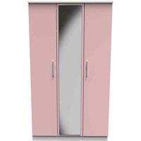 Welcome Furniture Ready Assembled Knightsbridge Triple Mirror Wardrobe In Kobe Pink & White, Pink