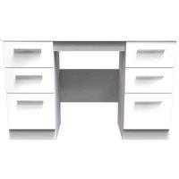 Welcome Furniture Ready Assembled Knightsbridge Double Pedestal Desk - White, White