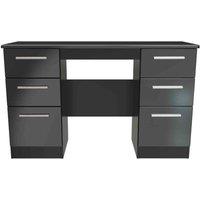 Welcome Furniture Ready Assembled Knightsbridge Double Pedestal Desk In Black Gloss, Black
