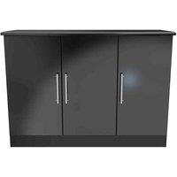 Welcome Furniture Ready Assembled Knightsbridge 3 Door Sideboard In Black Gloss, Black