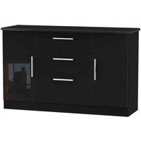 Welcome Furniture Ready Assembled Knightsbridge 2 Door 3 Drawer Sideboard In Black Gloss, Black