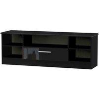 Welcome Furniture Ready Assembled Knightsbridge Wide 1 Drawer Tv & Media Unit In Black Gloss, Black
