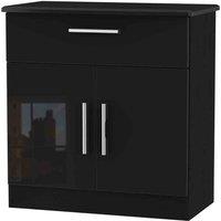 Welcome Furniture Ready Assembled Knightsbridge 1 Drawer 2 Door Sideboard In Black Gloss, Black