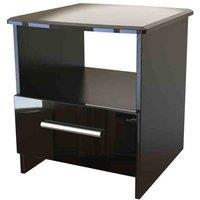 Welcome Furniture Ready Assembled Knightsbridge Bottom Drawer Lamp Table In Black Gloss, Black