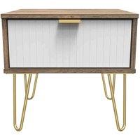Welcome Furniture Ready Assembled Linear 1 Drawer Bedside In White Matt & Vintage Oak, White