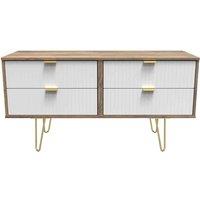 Welcome Furniture Ready Assembled Linear 4 Drawer Bed Box In White Matt & Vintage Oak, White