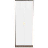Welcome Furniture Ready Assembled Linear 2 Door Wardrobe In White Matt & Vintage Oak, White