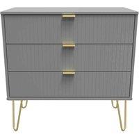 Welcome Furniture Ready Assembled Linear 3 Drawer Chest In Dusk Grey, Grey