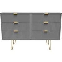 Welcome Furniture Ready Assembled Linear 6 Drawer Chest In Dusk Grey, Grey