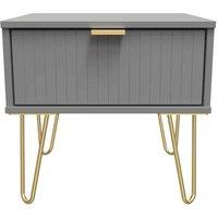 Welcome Furniture Ready Assembled Linear 1 Drawer Bedside In Dusk Grey, Grey