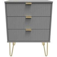Welcome Furniture Ready Assembled Linear 3 Drawer Chest In Dusk Grey, Grey