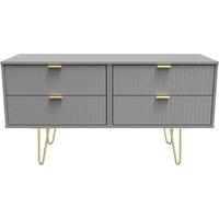 Welcome Furniture Ready Assembled Linear 4 Drawer Bed Box In Dusk Grey, Grey