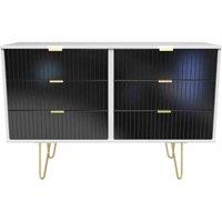 Welcome Furniture Ready Assembled Linear 6 Drawer Chest In Deep Black & White, Black