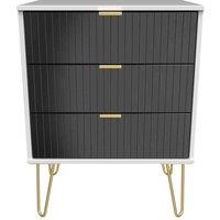 Welcome Furniture Ready Assembled Linear 3 Drawer Chest In Deep Black & White, Black
