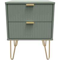 Welcome Furniture Ready Assembled Linear 2 Drawer Bedside Cabinet In Reed Green, Green
