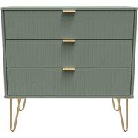 Welcome Furniture Ready Assembled Linear 3 Drawer Chest In Reed Green, Green